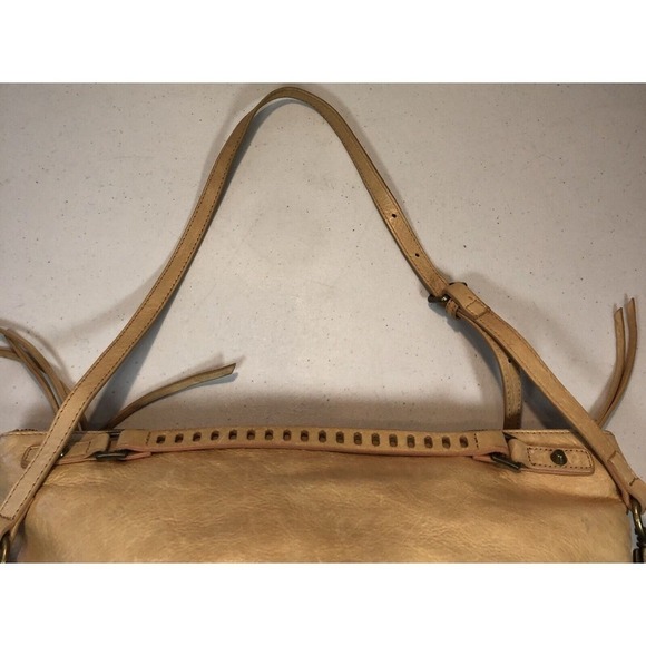 Joelle Hawkens Victory Folder Tan Leather Satchel Convertible Bag Purse READ - Picture 7 of 12